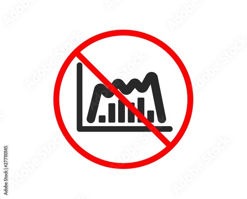 No or Stop. Investment chart icon. Economic graph sign. Stock exchange symbol. Business finance. Prohibited ban stop symbol. No infographic graph icon. Vector