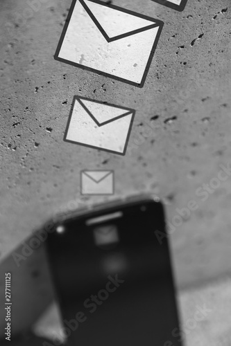 smartphone message icons black and white on end