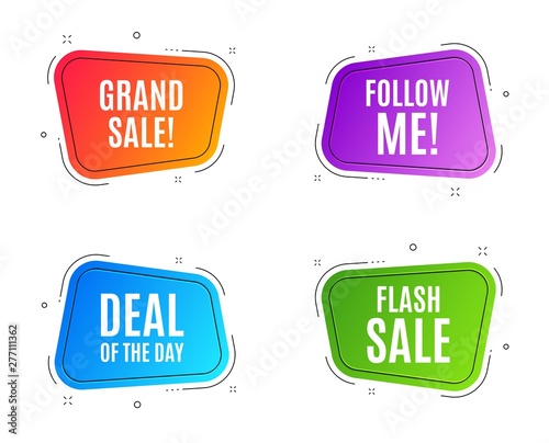 Geometric banners. Flash Sale. Special offer price sign. Advertising Discounts symbol. Follow me banner. Clearance sale. Vector