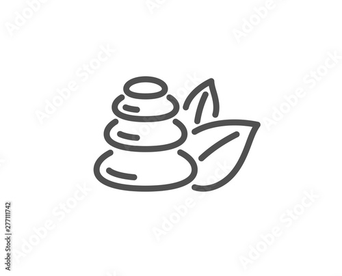 Spa stones line icon. Bath resort sign. Hotel service symbol. Quality design element. Linear style spa stones icon. Editable stroke. Vector