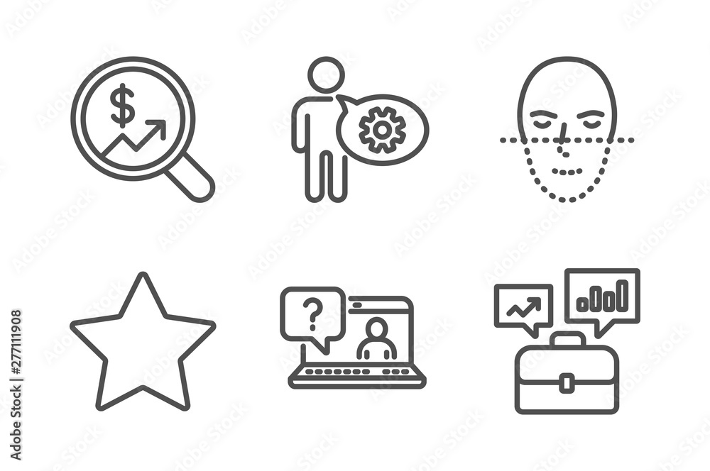 Currency audit, Star and Faq icons simple set. Cogwheel, Face recognition and Business portfolio signs. Money chart, Best rank. Science set. Line currency audit icon. Editable stroke. Vector Currency audit, Star and Faq icons simple set. Cogwheel, Face recognition and Business portfolio signs. Money chart, Best rank. Science set. Line currency audit icon. Editable stroke. Vector