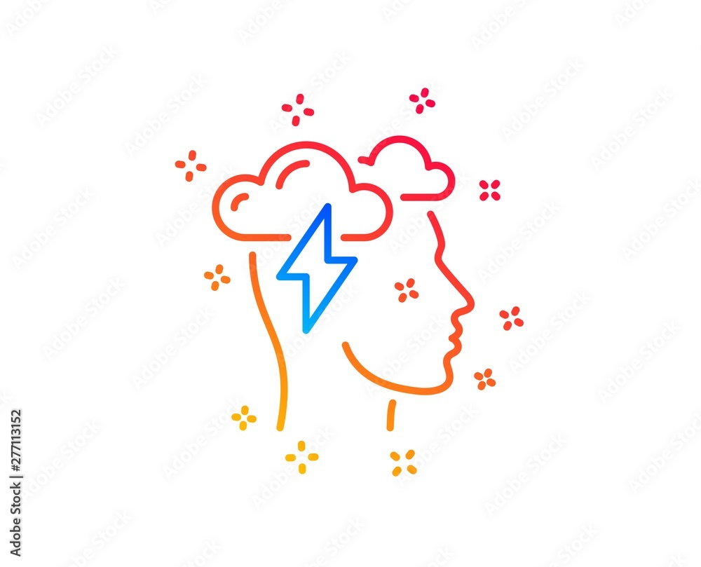 Mindfulness line icon. Psychology sign. Cloud storm symbol. Gradient design elements. Linear mindfulness stress icon. Random shapes. Vector Mindfulness line icon. Psychology sign. Cloud storm symbol. Gradient design elements. Linear mindfulness stress icon. Random shapes. Vector