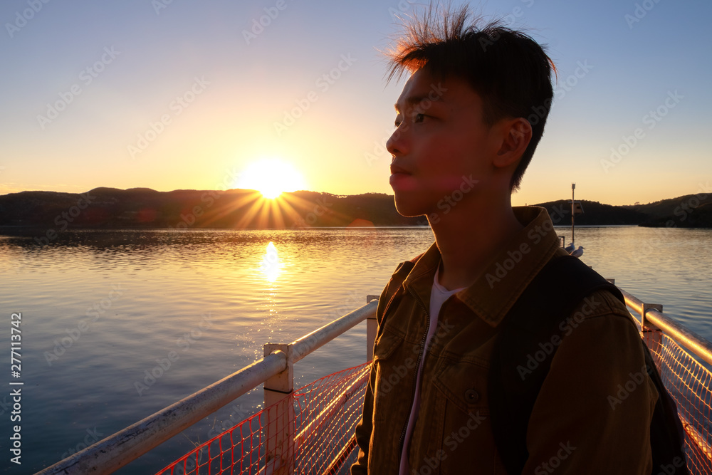 Fototapeta premium Portrait of young man in deep thoughts and contemplation.