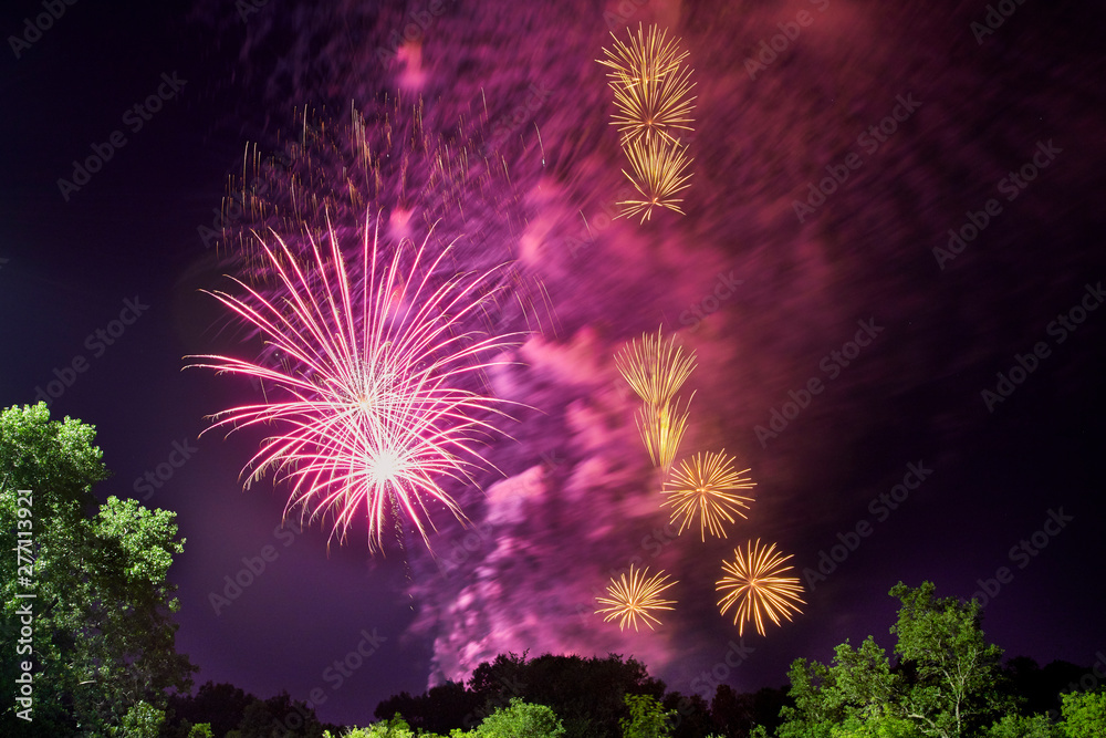 Fireworks on the Fourth of July near Minneapolis Minnesota USA