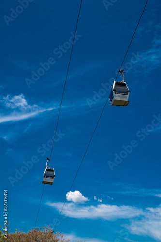 Photography BARCELONA, SPAIN - April, 2019: Teleferic of Montjuic in Barcelona, Spain