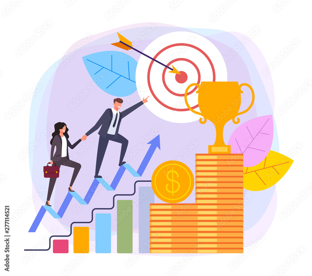 Business targeting leadership successful business concept. Vector flat cartoon design graphic illustration Business targeting leadership successful business concept. Vector flat cartoon design graphic illustration