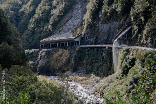 View from the lookout of The Otira Viaduct. Arthur's Pass National Park, Southern Alps, South Island, New Zealand. photo