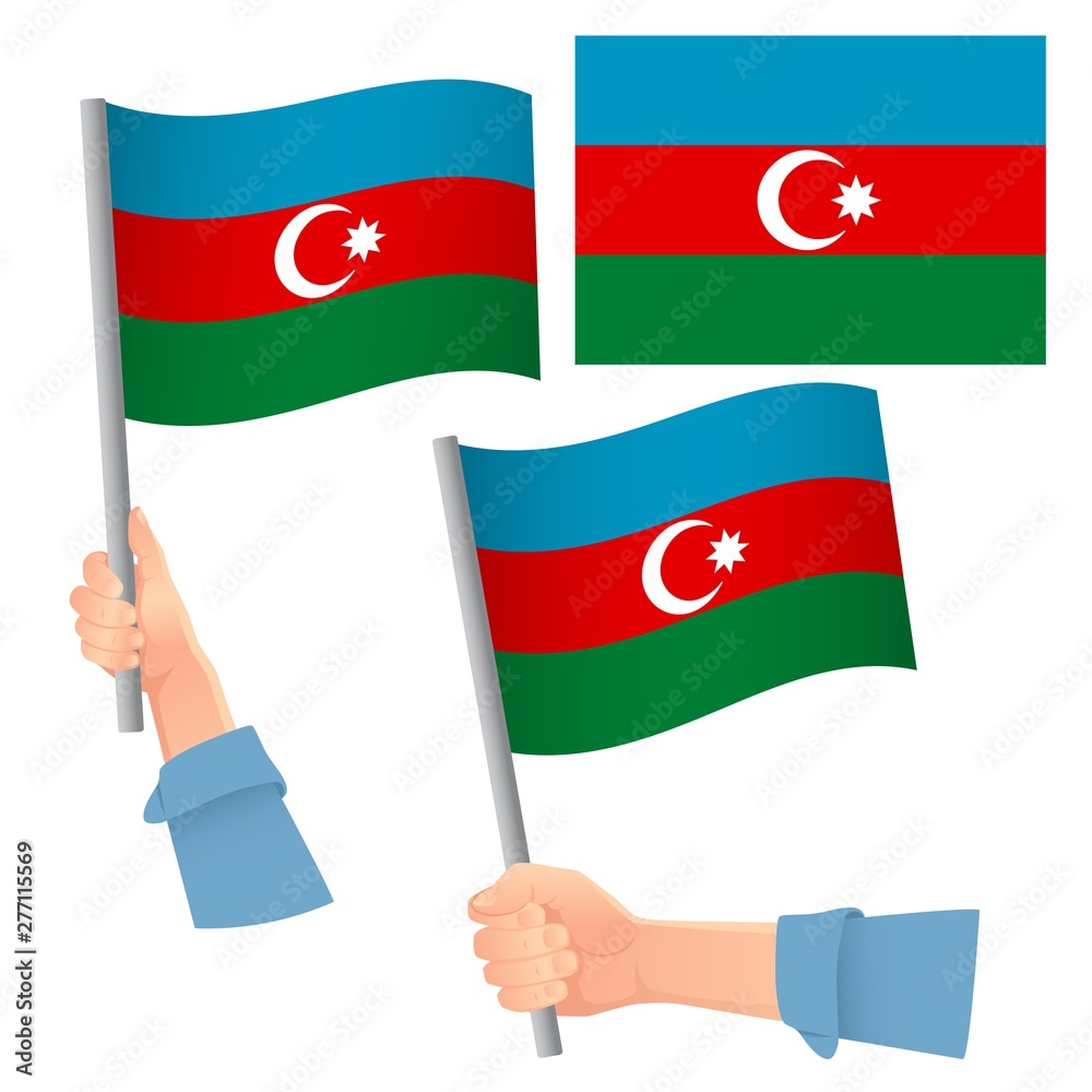 Azerbaijan flag in hand set