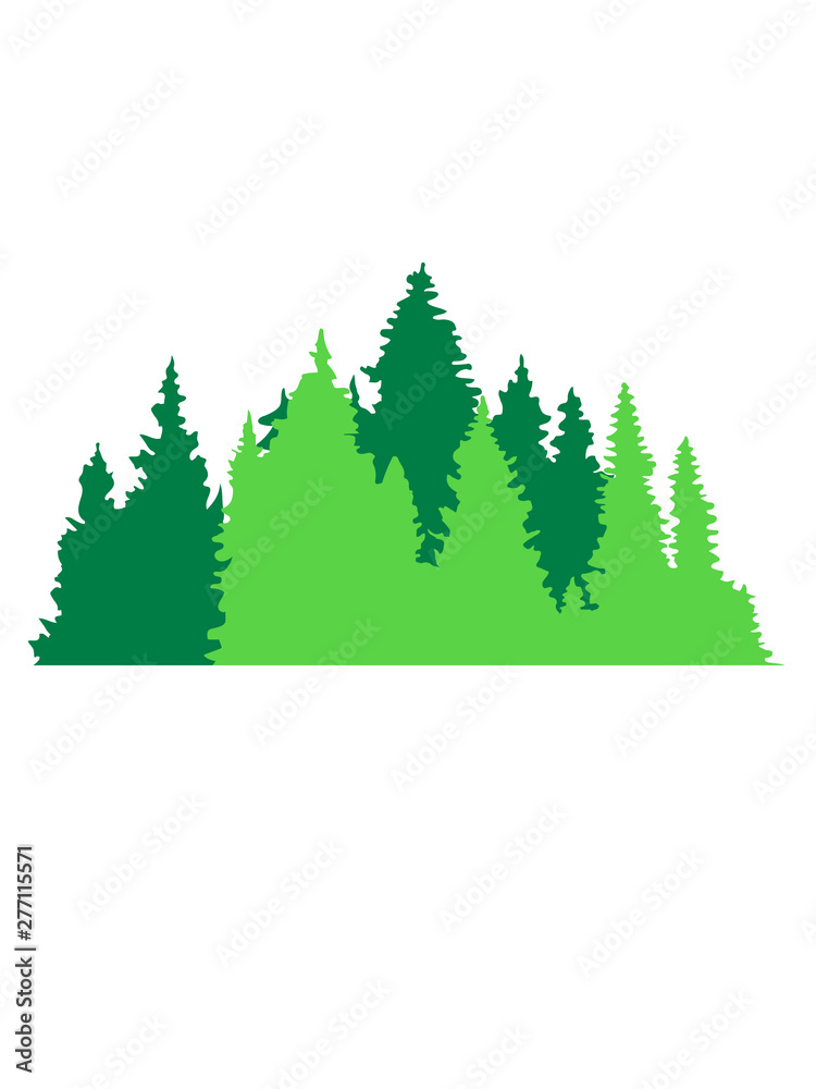 Obraz premium nadelwald bäume wald nadelbaum forst silhouette förster holzfäller tannen tannenbaum natur wandern berge clipart design wäldchen wild