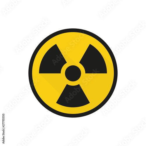 colored icon radiation warning yellow sign, flat