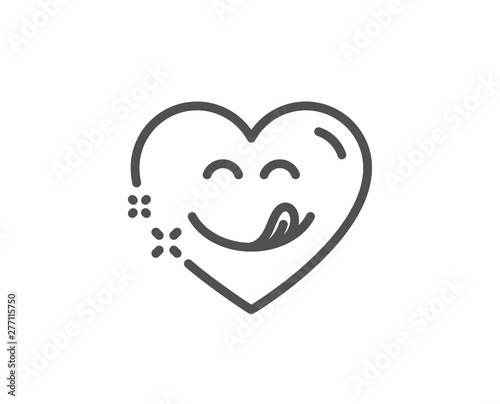 Yummy smile line icon. Emoticon with tongue sign. Comic heart symbol. Quality design element. Linear style yummy smile icon. Editable stroke. Vector