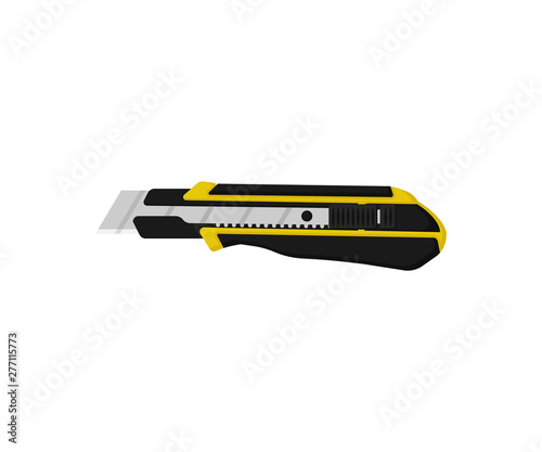 flat style stationery knife on white background
