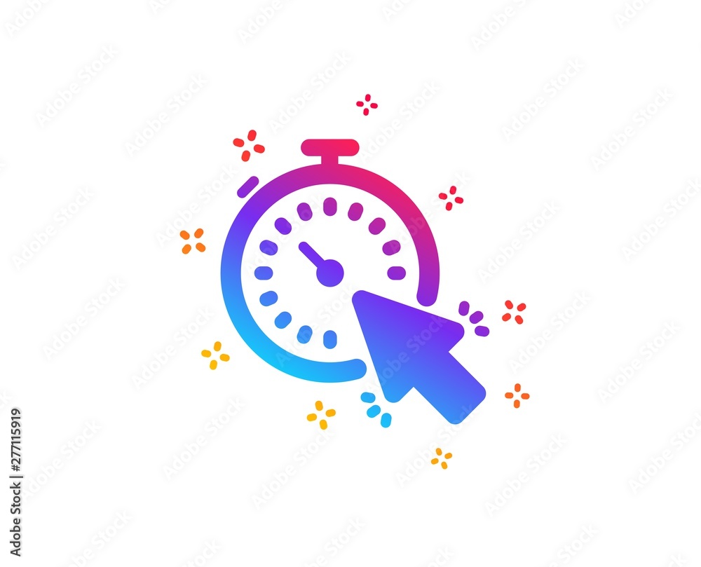 Timer icon. Time or clock sign. Mouse cursor symbol. Dynamic shapes. Gradient design timer icon. Classic style. Vector