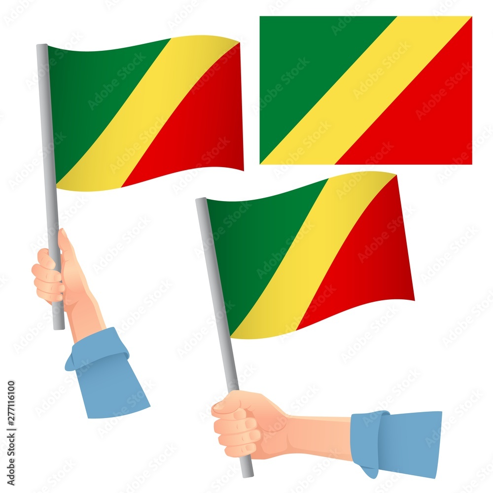 Congo flag in hand set Congo flag in hand set