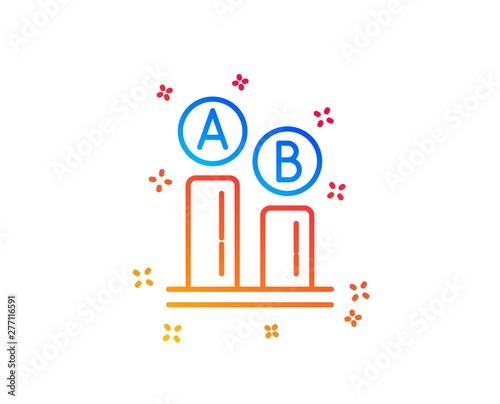 Ab testing line icon. Ui test chart sign. Gradient design elements. Linear ab testing icon. Random shapes. Vector