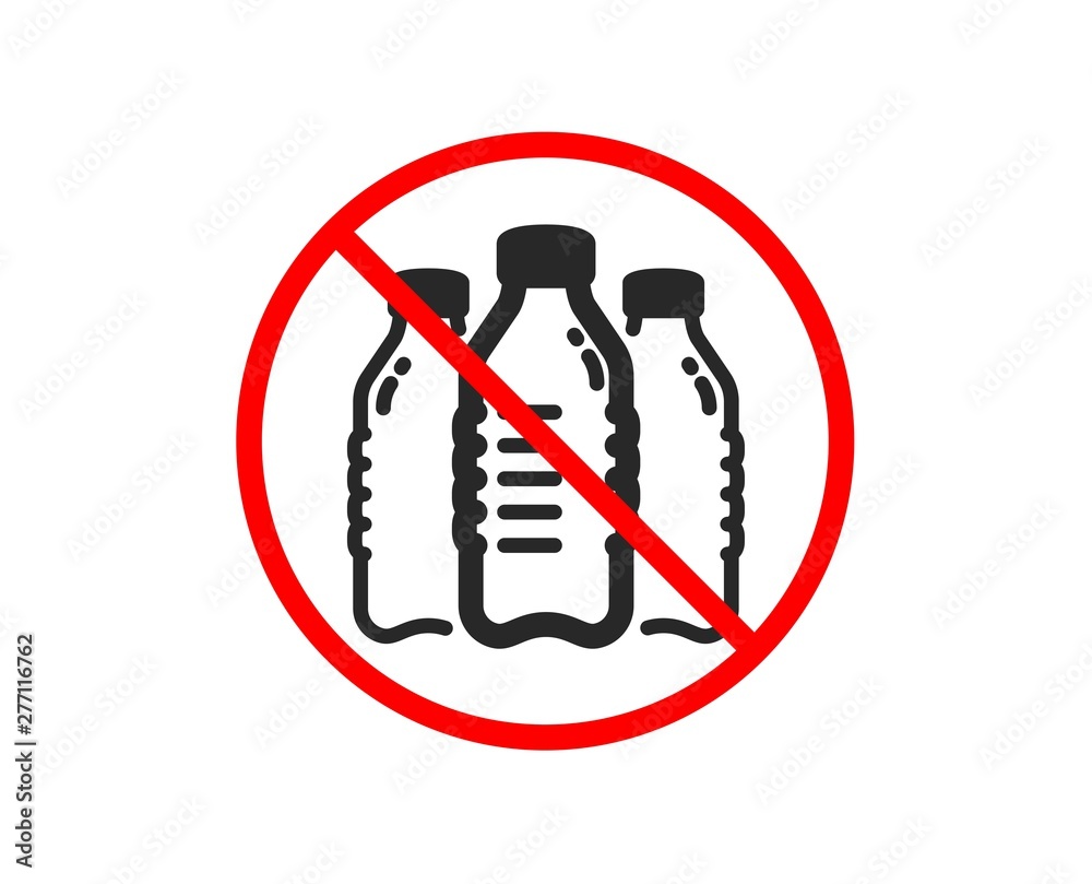 Vettoriale Stock No or Stop. Water bottles icon. Still aqua drink sign.  Liquid symbol. Prohibited ban stop symbol. No water bottles icon. Vector |  Adobe Stock
