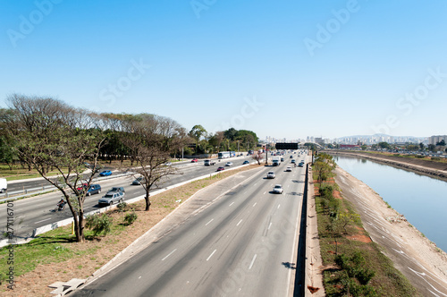Traffic of vehicles in Marginal Tietê avenue in sao paulo city, Brazil.