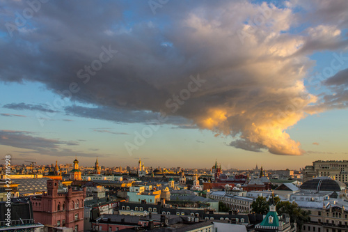 Top view of the historic center of Moscow Russia from the roof of the Central children s store