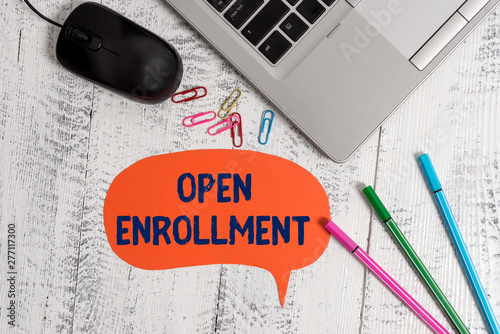 Φωτογραφία Text sign showing Open Enrollment