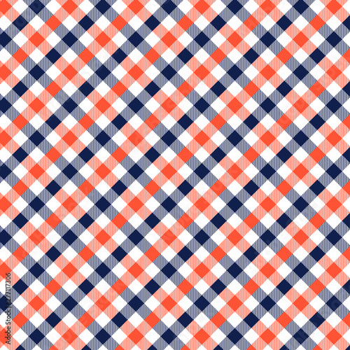 Blue and Orange Gingham pattern. Texture for plaid, tablecloths, clothes, shirts, dresses, paper, bedding, blankets, quilts and other textile products. Vector illustration EPS 10