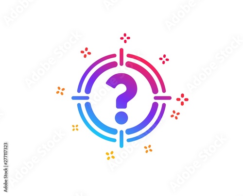 Target with Question mark icon. Aim symbol. Help or FAQ sign. Dynamic shapes. Gradient design headhunter icon. Classic style. Vector