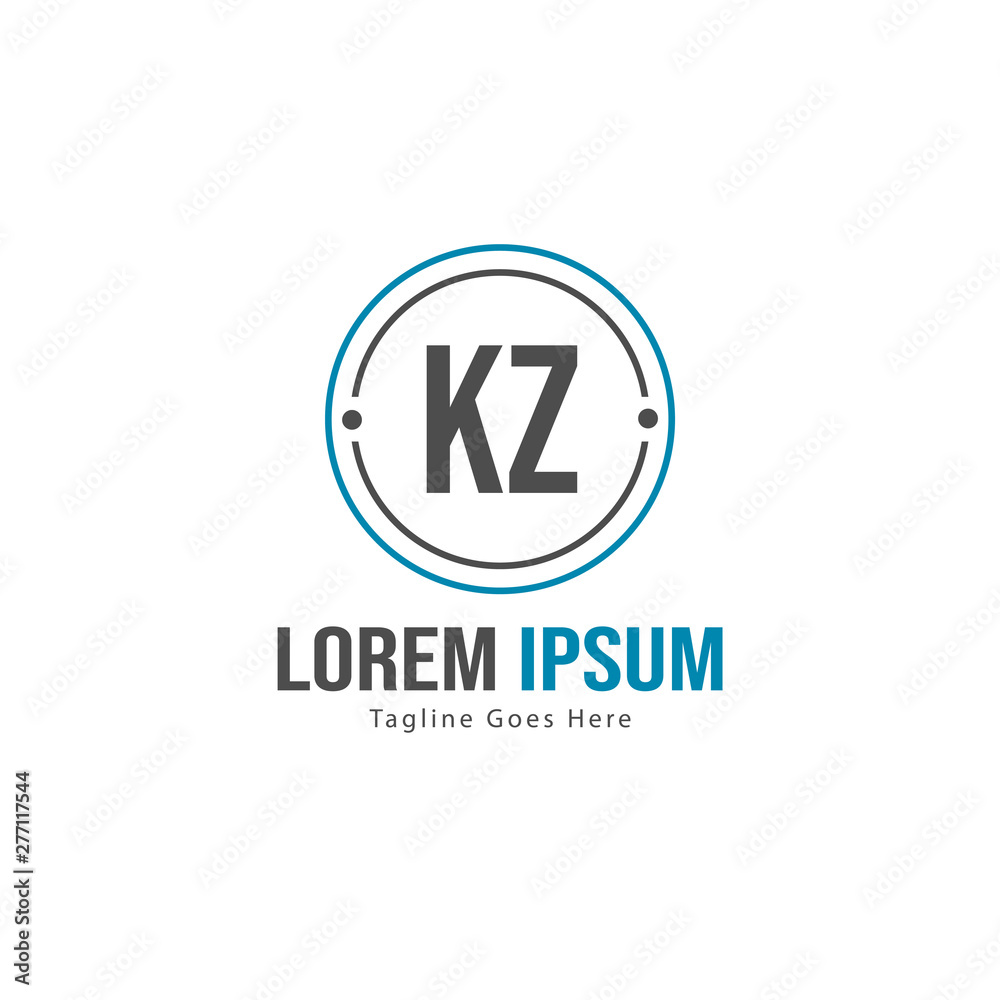 Initial KZ logo template with modern frame. Minimalist KZ letter logo vector illustration Initial KZ logo template with modern frame. Minimalist KZ letter logo vector illustration