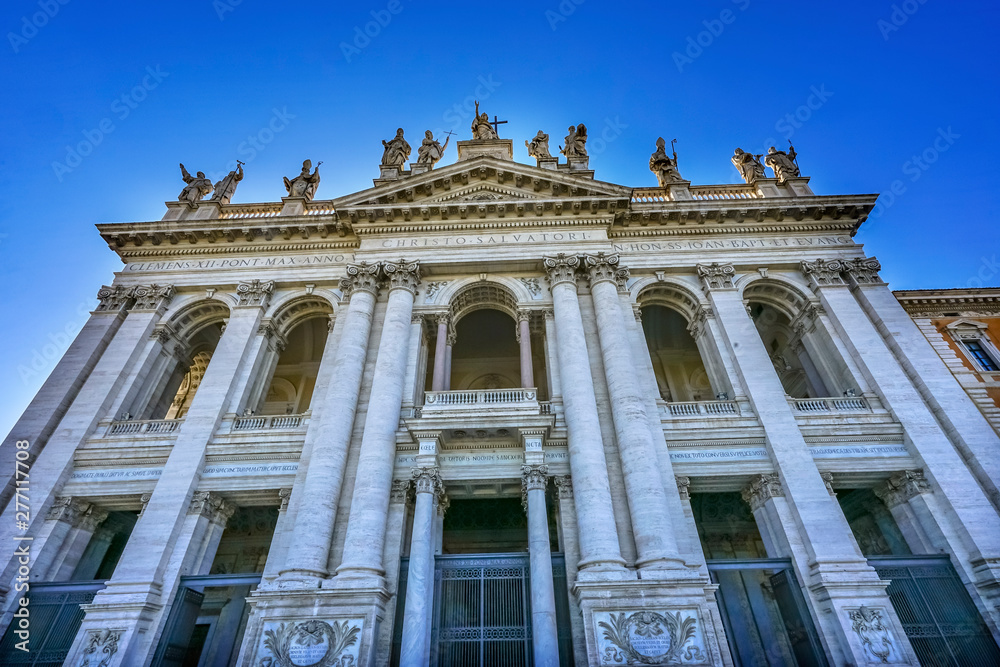 Facade Entrance Statues Saint John Lateran Cathedral Rome Italy