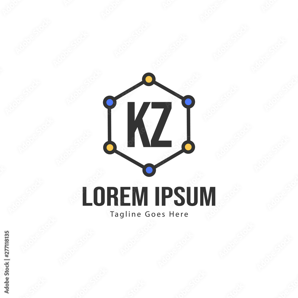 Initial KZ logo template with modern frame. Minimalist KZ letter logo vector illustration Initial KZ logo template with modern frame. Minimalist KZ letter logo vector illustration