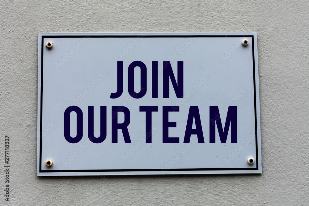 Conceptual hand writing showing Join Our Team. Concept meaning inviting someone to join in your local group or company Conceptual hand writing showing Join Our Team. Concept meaning inviting someone to join in your local group or company