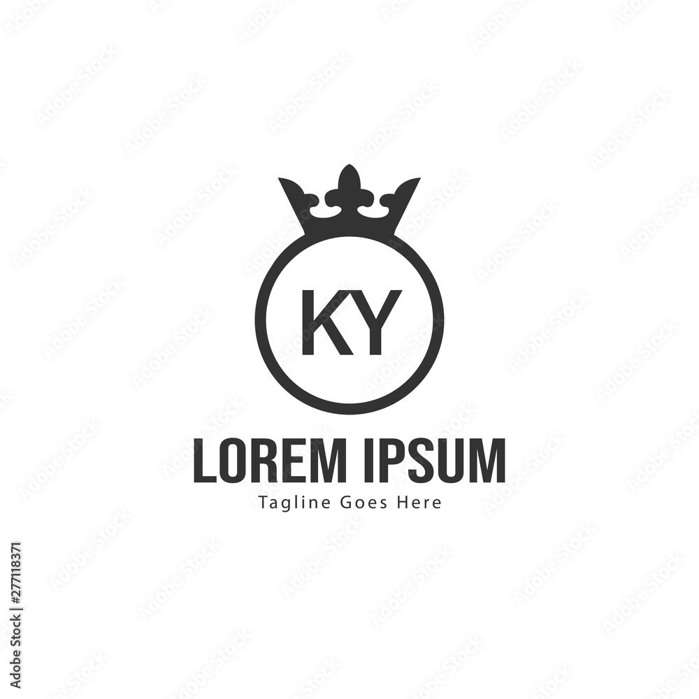 Initial KY logo template with modern frame. Minimalist KY letter logo vector illustration