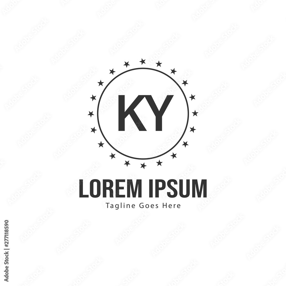 Initial KY logo template with modern frame. Minimalist KY letter logo vector illustration Initial KY logo template with modern frame. Minimalist KY letter logo vector illustration