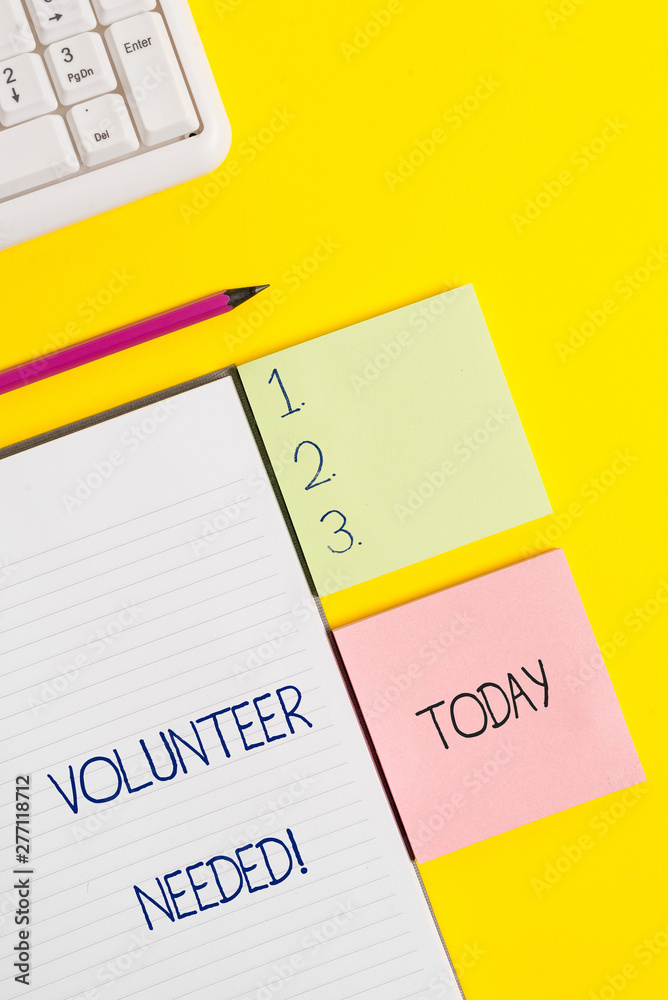 Word writing text Volunteer Needed. Business photo showcasing need work for organization without being paid Word writing text Volunteer Needed. Business photo showcasing need work for organization without being paid