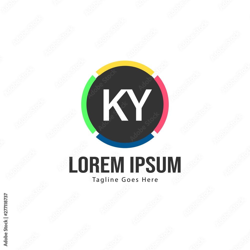 Initial KY logo template with modern frame. Minimalist KY letter logo vector illustration Initial KY logo template with modern frame. Minimalist KY letter logo vector illustration