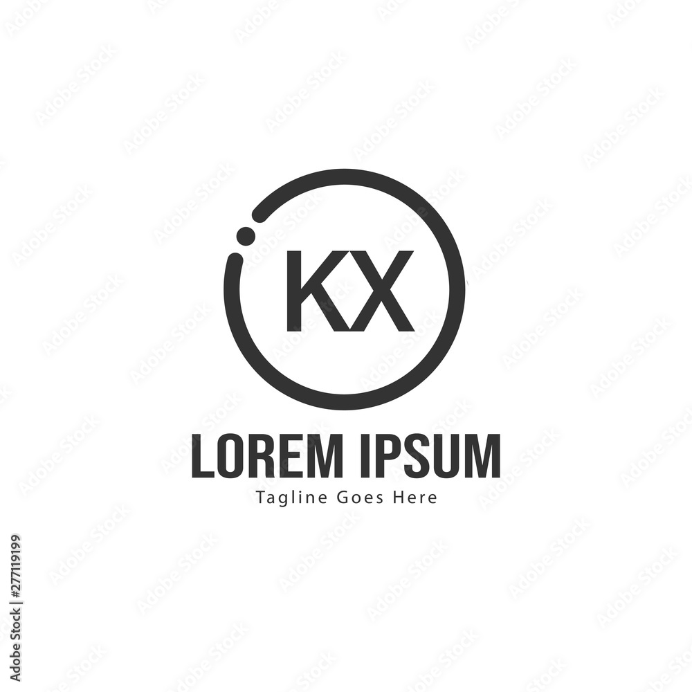 Initial KX logo template with modern frame. Minimalist KX letter logo vector illustration