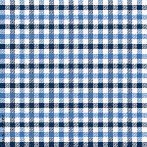 Blue and Black Gingham pattern. Texture from for - plaid, tablecloths, clothes, shirts, dresses, paper, bedding, blankets, quilts and other textile products. Vector illustration EPS 10