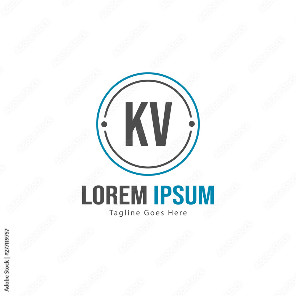 Initial KV logo template with modern frame. Minimalist KV letter logo vector illustration Initial KV logo template with modern frame. Minimalist KV letter logo vector illustration
