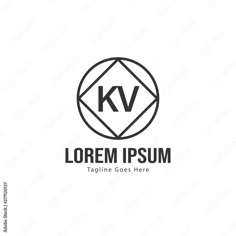 Initial KV logo template with modern frame. Minimalist KV letter logo vector illustration Initial KV logo template with modern frame. Minimalist KV letter logo vector illustration
