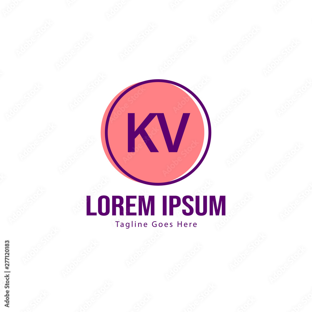 Initial KV logo template with modern frame. Minimalist KV letter logo vector illustration Initial KV logo template with modern frame. Minimalist KV letter logo vector illustration