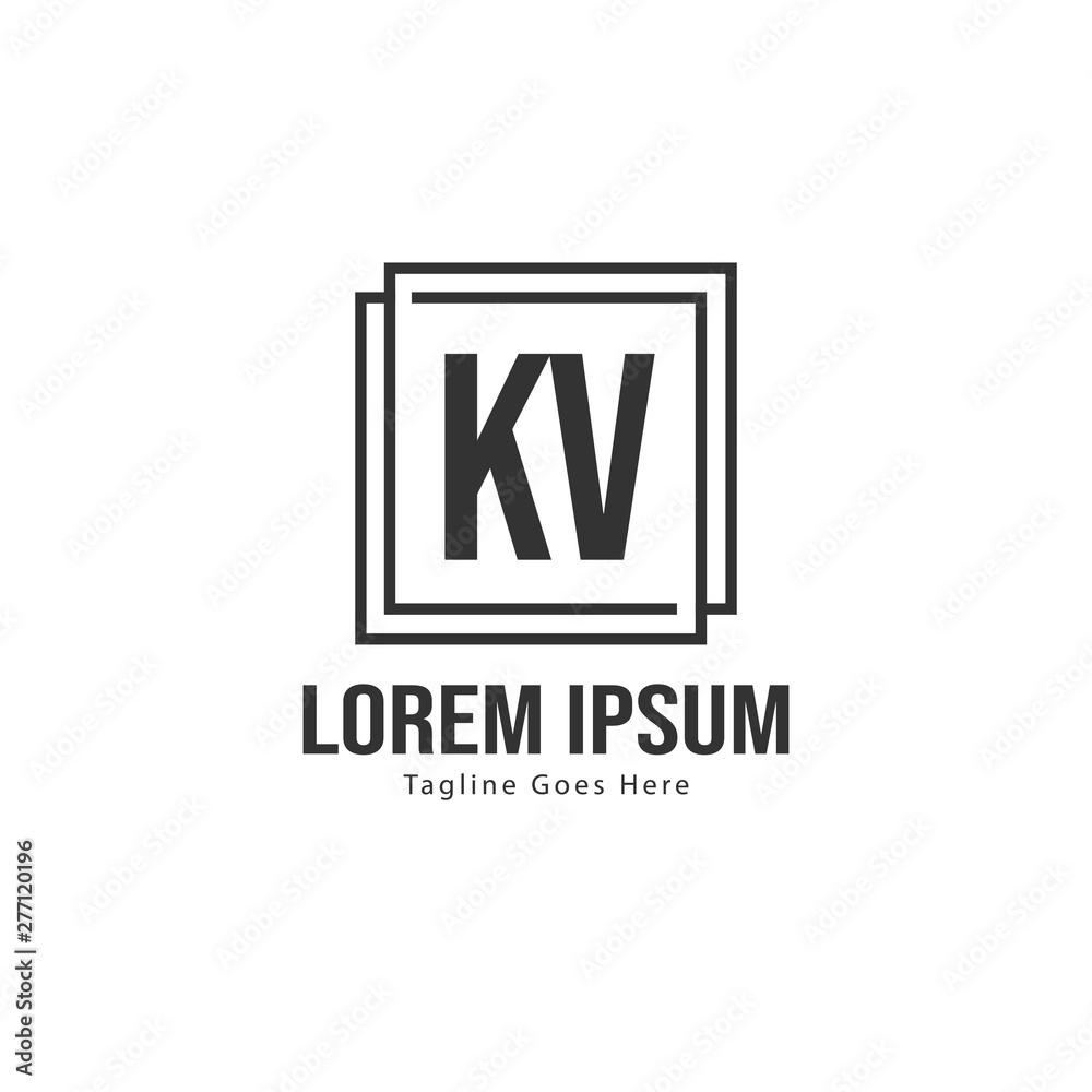 Fototapeta premium Initial KV logo template with modern frame. Minimalist KV letter logo vector illustration