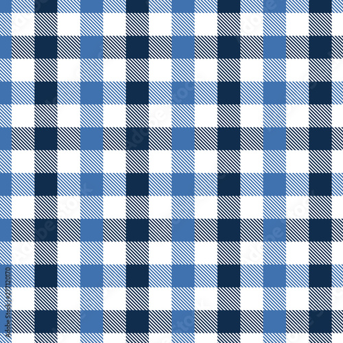 Blue and Black Gingham pattern. Texture from for - plaid, tablecloths, clothes, shirts, dresses, paper, bedding, blankets, quilts and other textile products. Vector illustration EPS 10