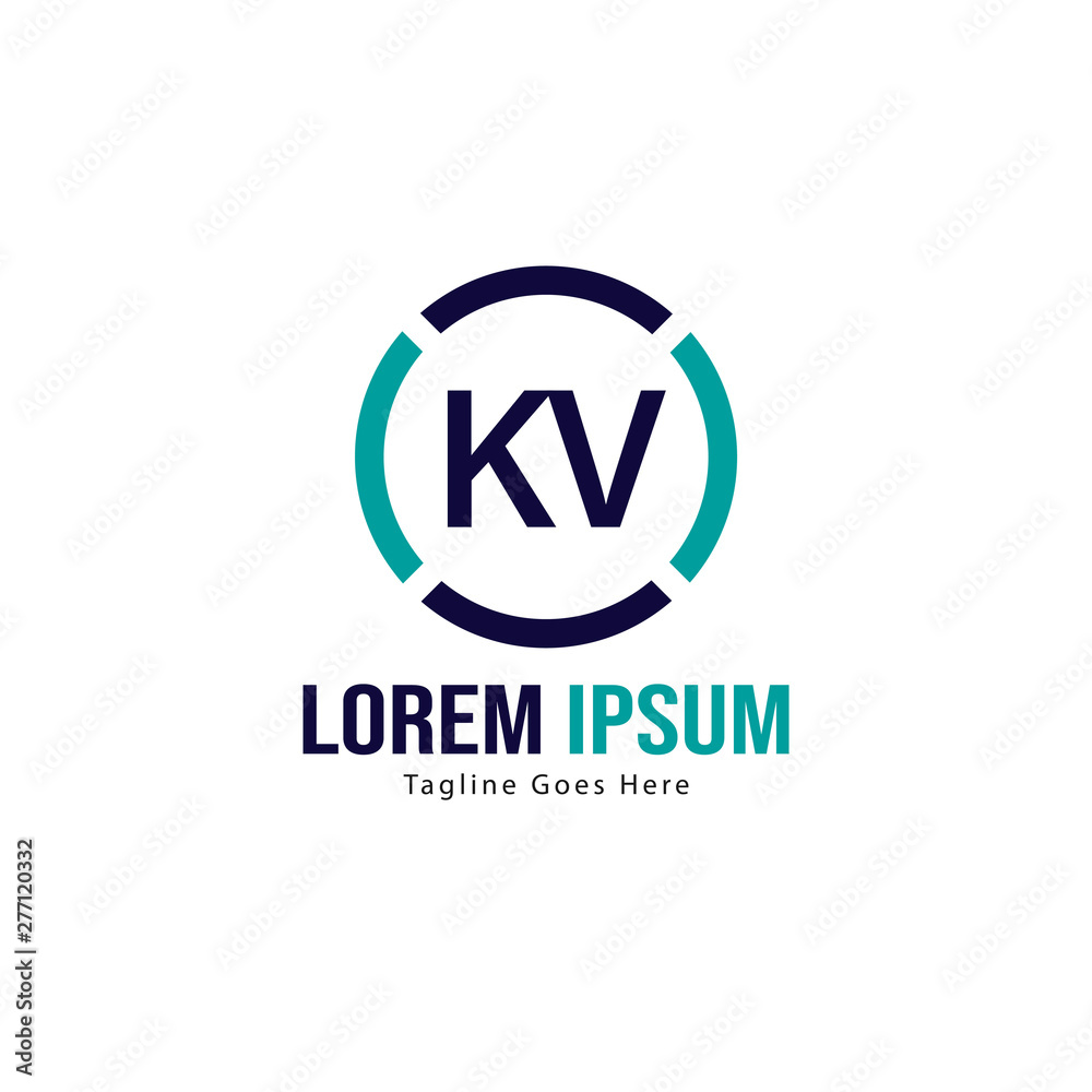 Initial KV logo template with modern frame. Minimalist KV letter logo vector illustration Initial KV logo template with modern frame. Minimalist KV letter logo vector illustration