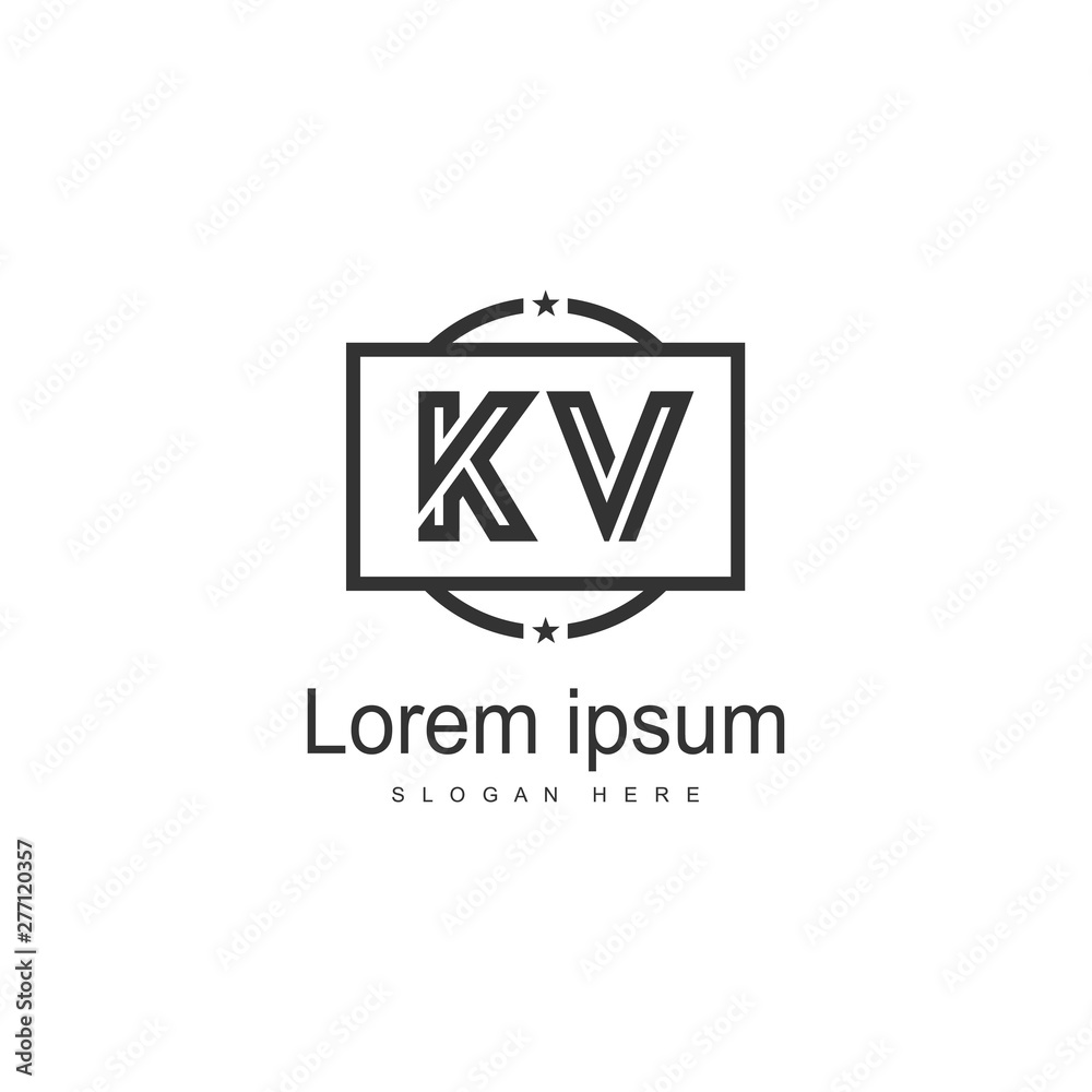 Initial KV logo template with modern frame. Minimalist KV letter logo vector illustration Initial KV logo template with modern frame. Minimalist KV letter logo vector illustration