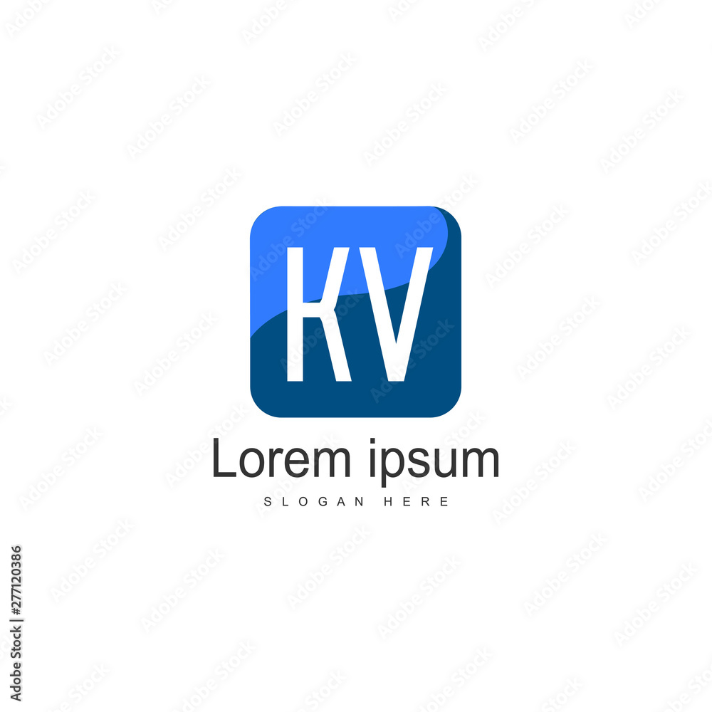 Obraz premium Initial KV logo template with modern frame. Minimalist KV letter logo vector illustration