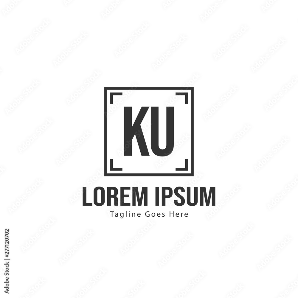 Fototapeta premium Initial KU logo template with modern frame. Minimalist KU letter logo vector illustration