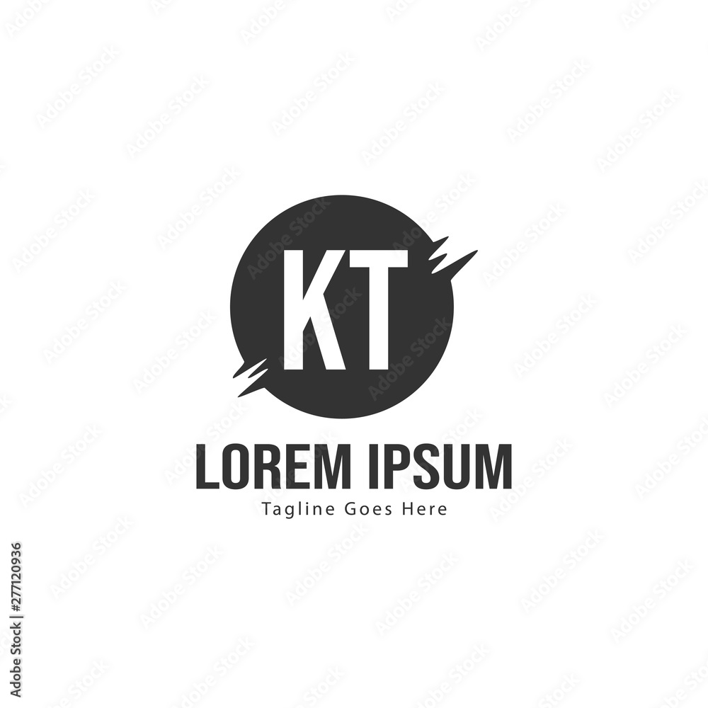 Initial KT logo template with modern frame. Minimalist KT letter logo vector illustration