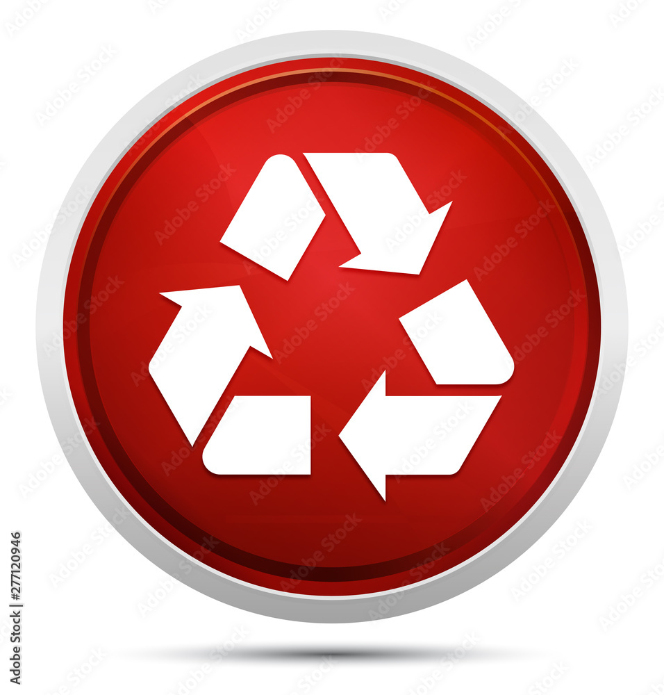 Recycle symbol icon Promo Red Round Button Recycle symbol icon Promo Red Round Button