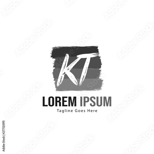 Initial KT logo template with modern frame. Minimalist KT letter logo vector illustration
