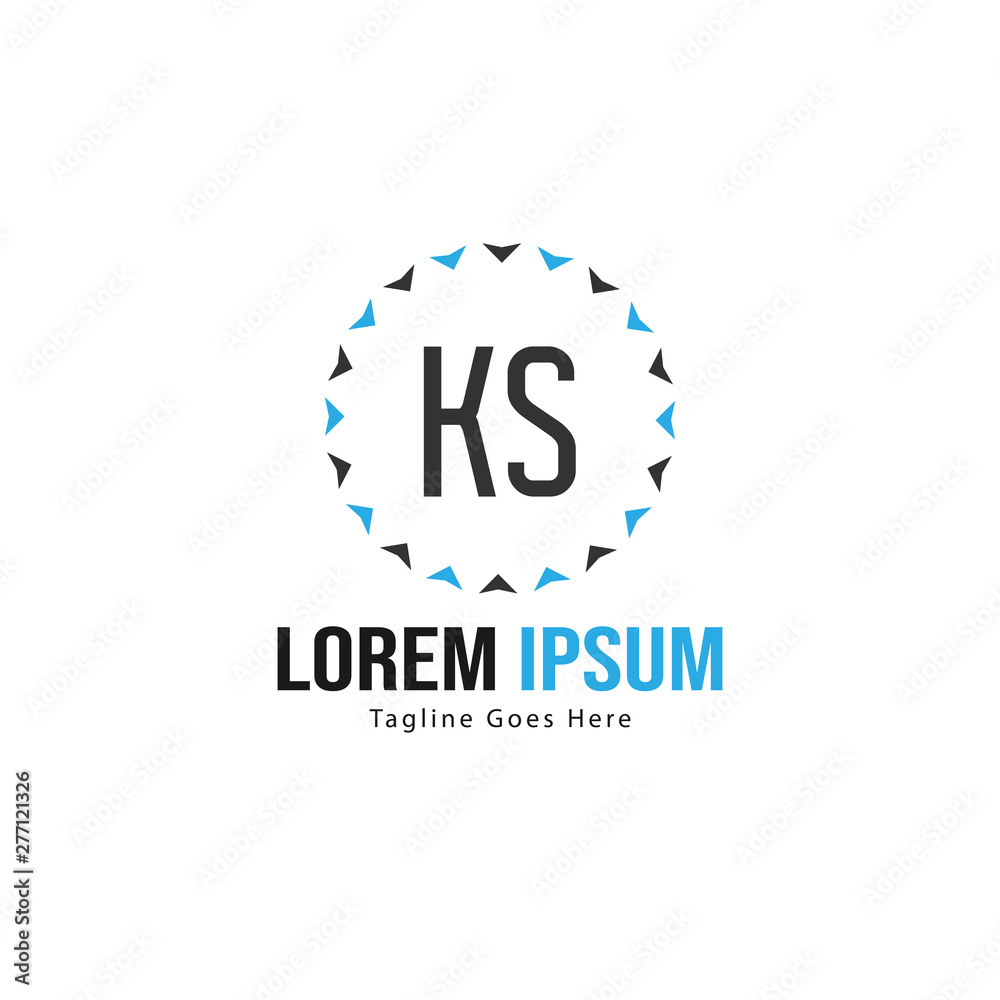 Initial KS logo template with modern frame. Minimalist KS letter logo vector illustration