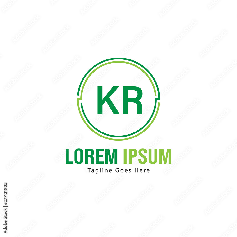 Initial KR logo template with modern frame. Minimalist KR letter logo vector illustration Initial KR logo template with modern frame. Minimalist KR letter logo vector illustration