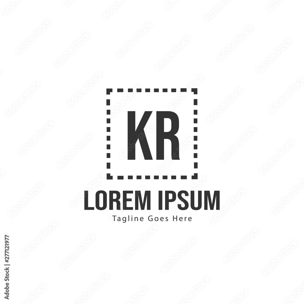 Initial KR logo template with modern frame. Minimalist KR letter logo vector illustration